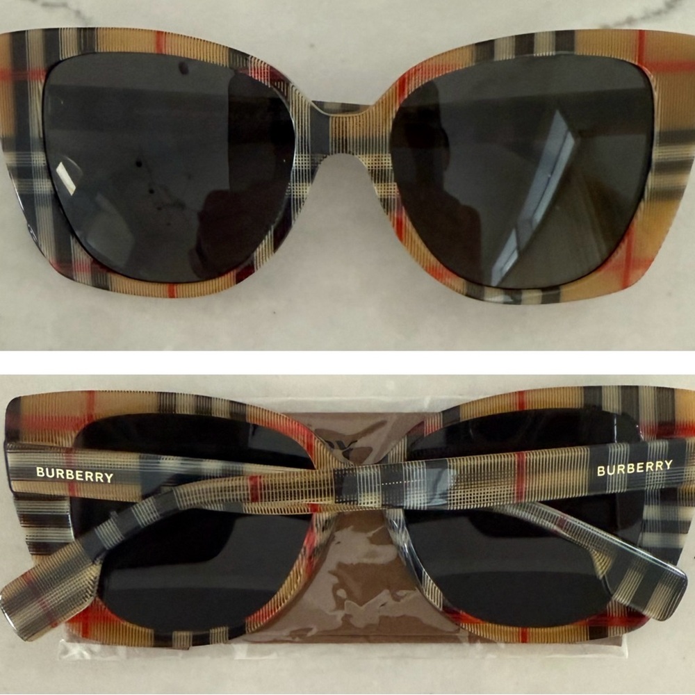 CLASSIC BURBERRY CAT- EYE FRAME SUNNIES IN THEIR CHECK PATTERN SIGNATURE STYLE - Picture 10 of 16
